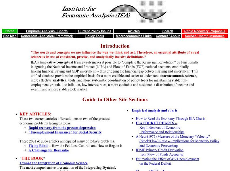 Institute for Economic Analysis (Iea): Macroeconomics Website Institute for Economic Analysis (Iea): Macroeconomics Website