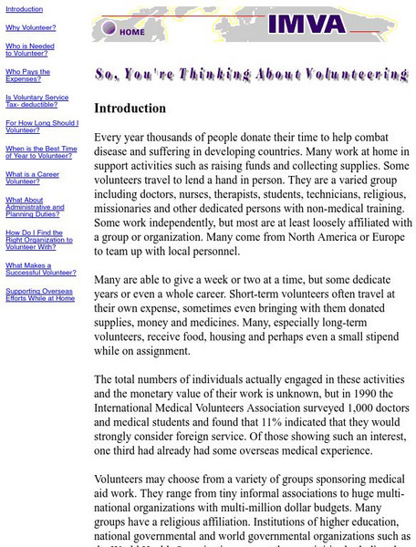 Imva: So You're Thinking About Volunteering Website Imva: So You're Thinking About Volunteering Website