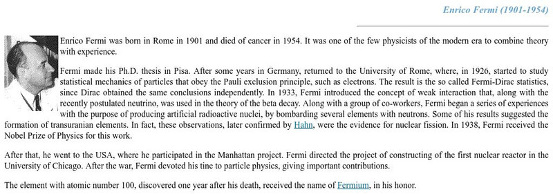 University of Coimbra: Enrico Fermi Biography Handout University of Coimbra: Enrico Fermi Biography Handout