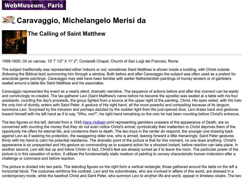 Web Museum: The Calling of Saint Matthew Graphic