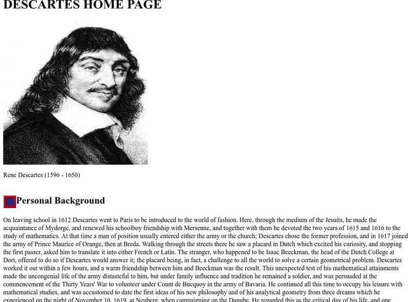 Personal Site: Descartes Home Page Handout Personal Site: Descartes Home Page Handout