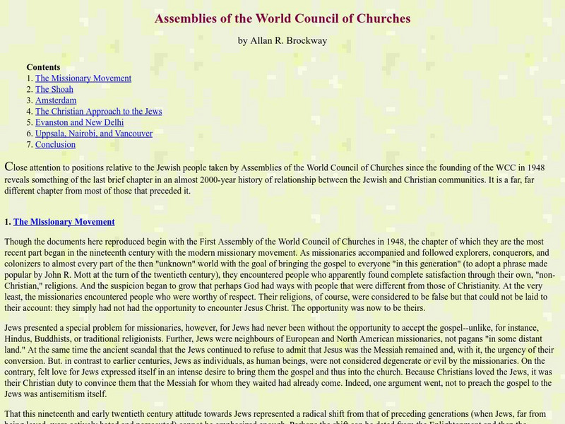 Assemblies of the Wwc: Theology of the Churches and the Jewish People Website Assemblies of the Wwc: Theology of the Churches and the Jewish People Website