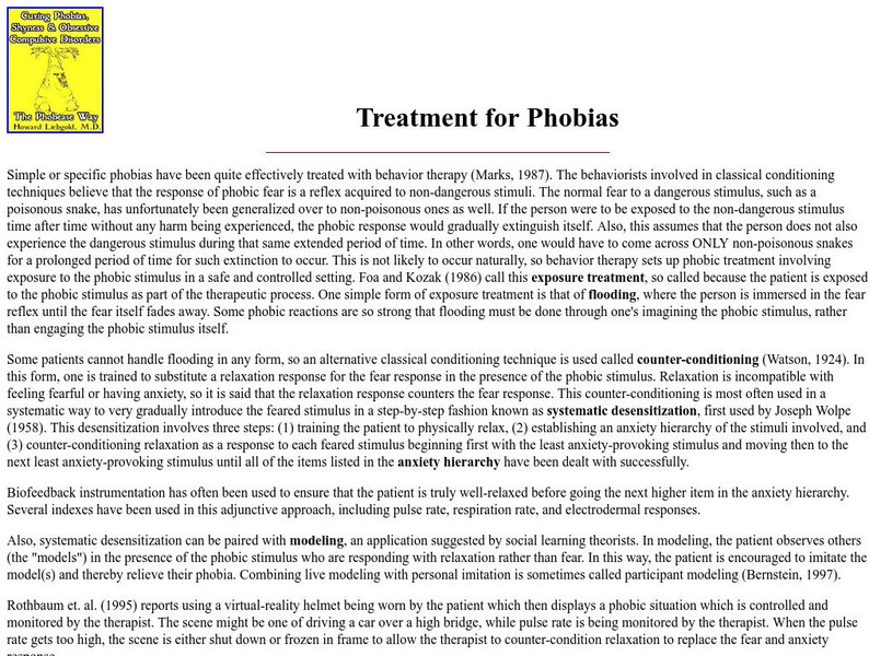 The Phobia List: Treatment for Phobias Website