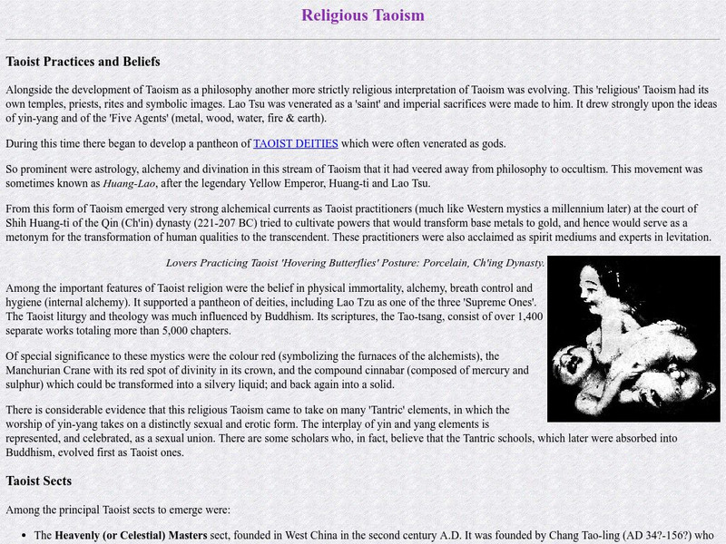 Religious Taoism: Taoist Practices and Beliefs Article Religious Taoism: Taoist Practices and Beliefs Article