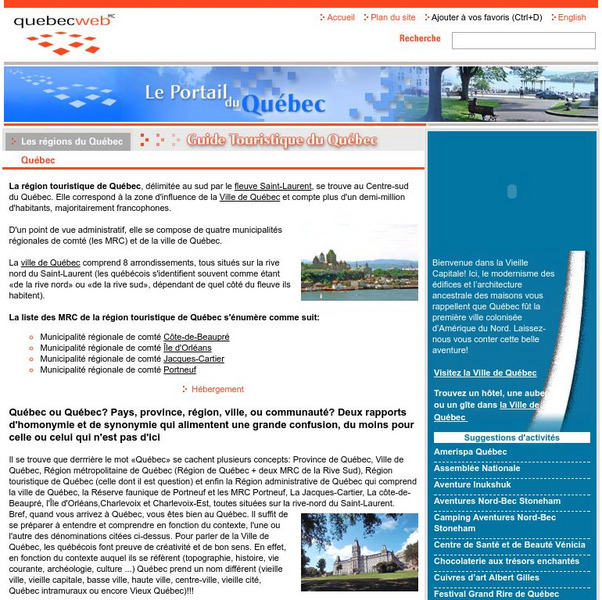 La Region Touristique De Quebec Website La Region Touristique De Quebec Website