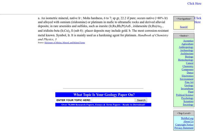 Web ref.org: Iridium Handout Web ref.org: Iridium Handout