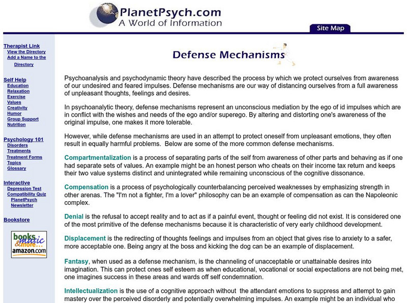 Planet psych.com: Defense Mechanisms and Why We Use Them Handout Planet psych.com: Defense Mechanisms and Why We Use Them Handout
