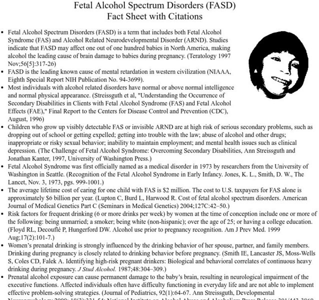 Basic Facts About Fetal Alcohol Syndrome Handout