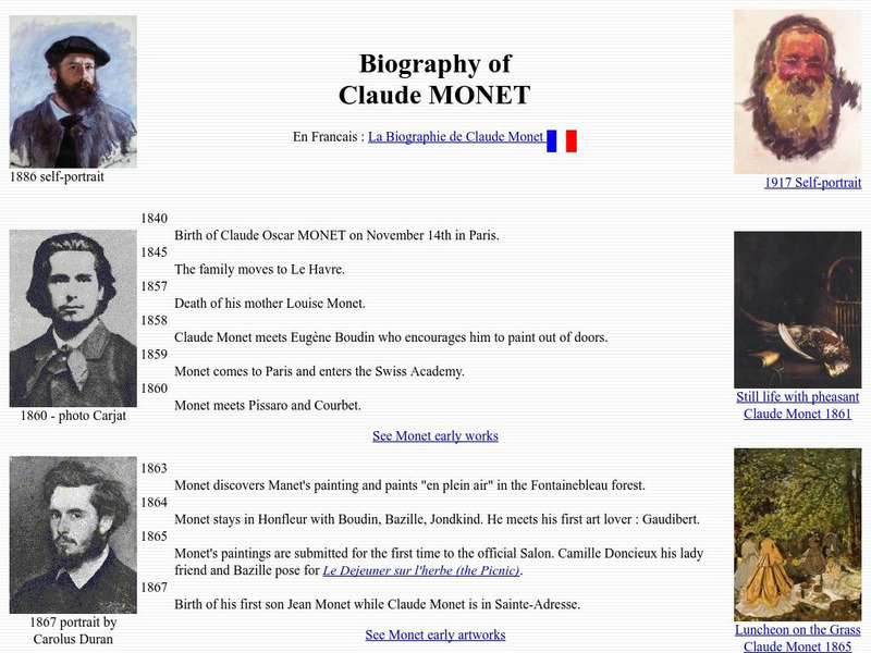 Claude Monet's: Biography of Claude Monet Handout Claude Monet's: Biography of Claude Monet Handout