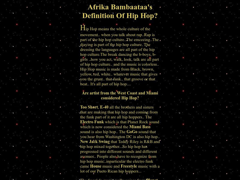 Davey D's Hip Hop Corner: Afrika Bambaataa's Hip Hop Website Davey D's Hip Hop Corner: Afrika Bambaataa's Hip Hop Website