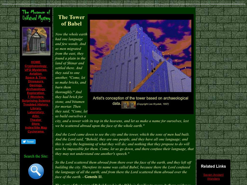 Museum of Unnatural Mystery: The Tower of Babel Website Museum of Unnatural Mystery: The Tower of Babel Website
