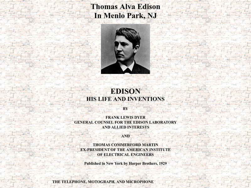 Edison: His Life and Inventions: The Telephone, Motograph, and Microphone eBook Edison: His Life and Inventions: The Telephone, Motograph, and Microphone eBook