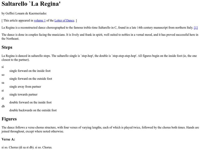 Saltarello "La Regina" Article