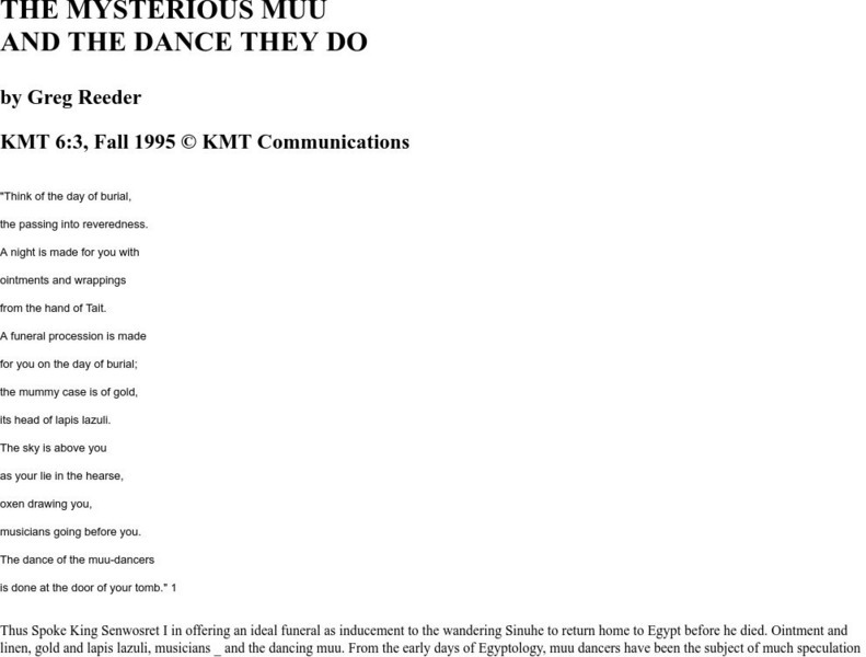 Reeder's Egypt: Mysterious Muu and the Dance They Do Article Reeder's Egypt: Mysterious Muu and the Dance They Do Article