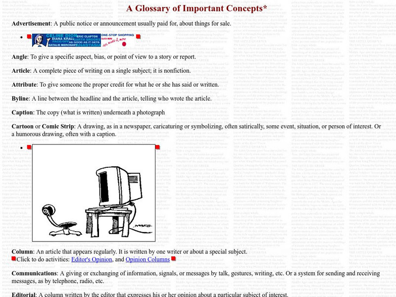 English Global Village: Glossary of Journalism Concepts Handout English Global Village: Glossary of Journalism Concepts Handout