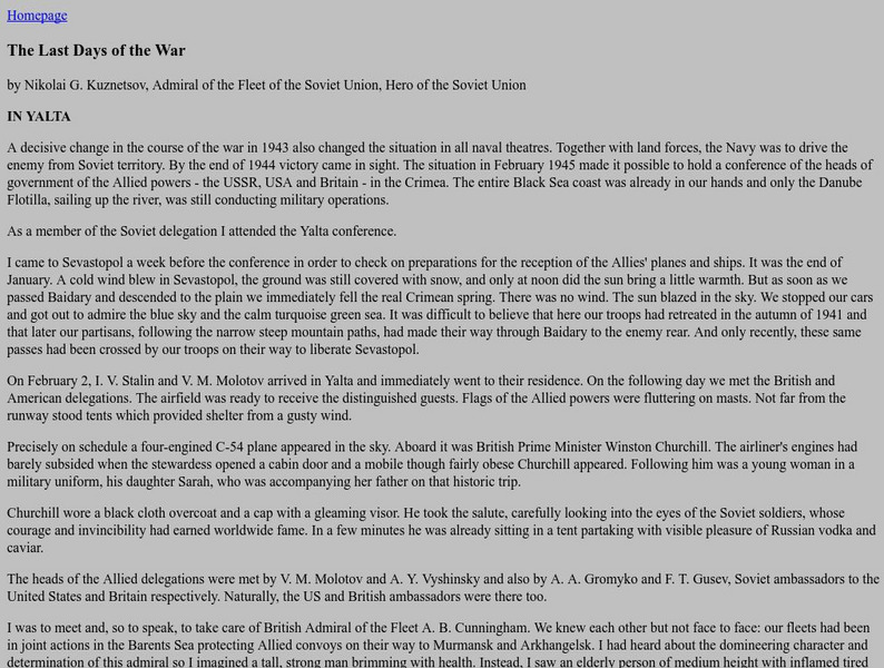 The Last Days of the War Handout The Last Days of the War Handout