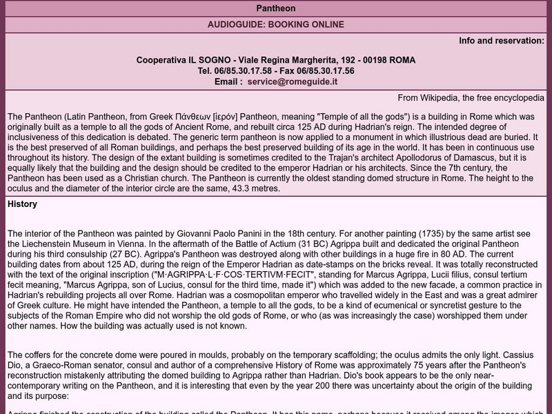 Rome Guide: Pantheon Handout Rome Guide: Pantheon Handout