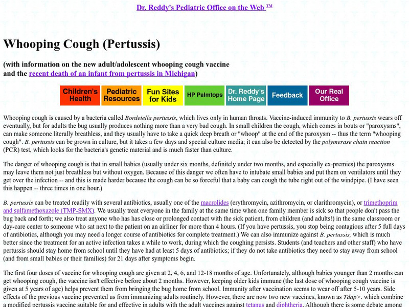 Whooping Cough (Pertussis) Handout Whooping Cough (Pertussis) Handout