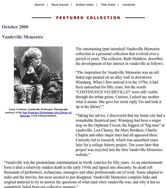 Vaudeville Memories Website Vaudeville Memories Website