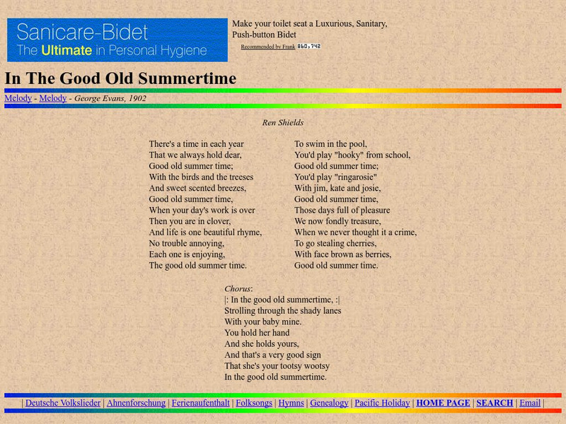 Lyrics to "In the Good Old Summer Time" Primary