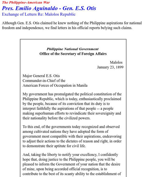 Msc: Exchange of Letters Re: Malolos Republic Primary