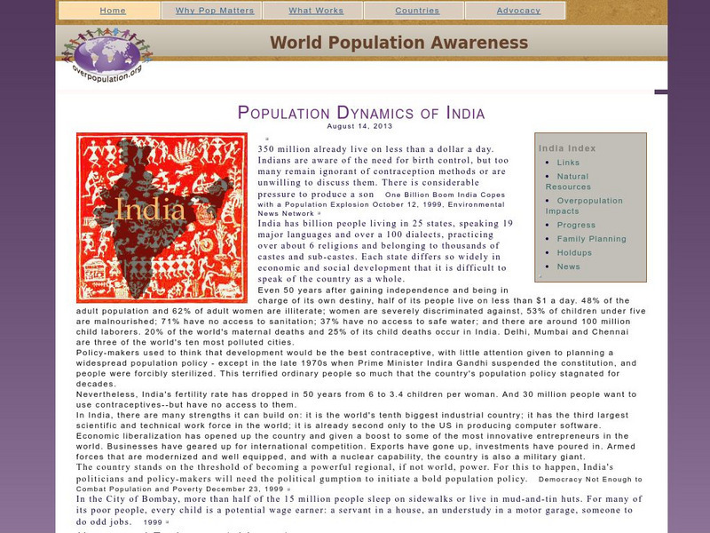Woa: Population & Sustainability Dynamics India Website Woa: Population & Sustainability Dynamics India Website