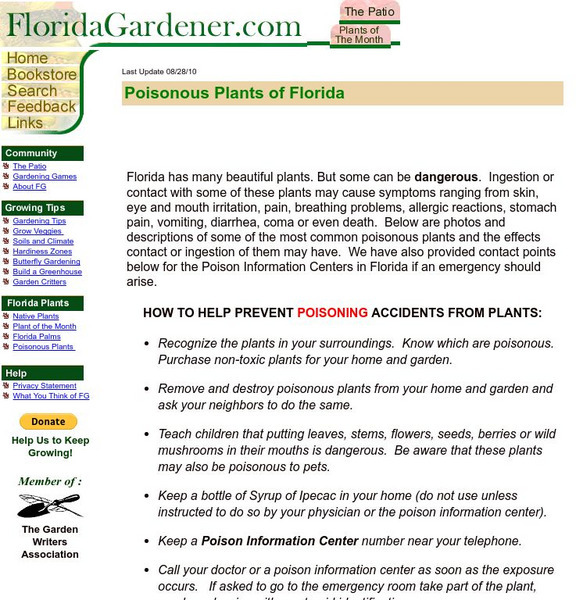 Florida Gardener: Poisonous Plants of Florida Handout