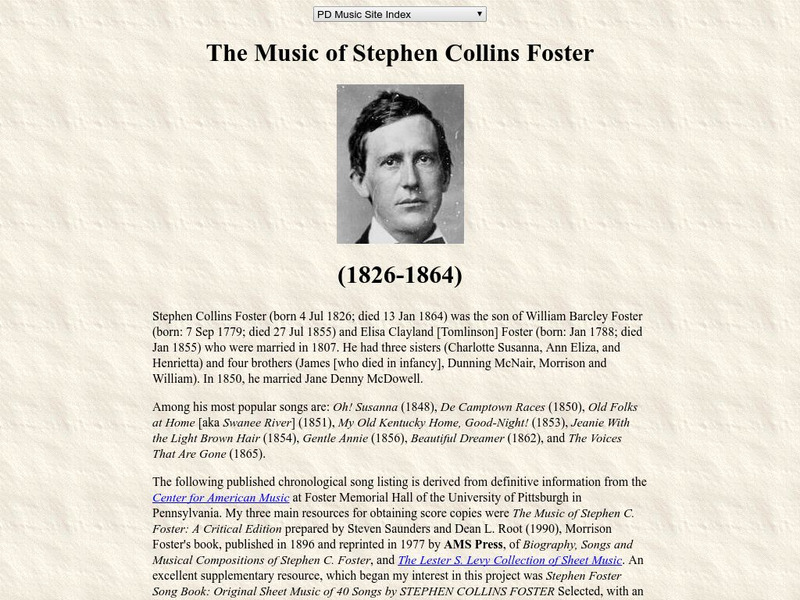 Public Domain Music: The Music of Stephen Collins Foster Handout