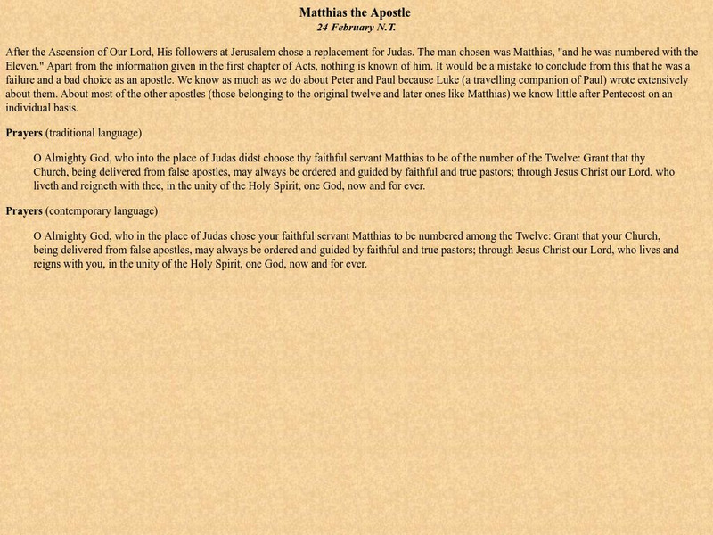 Rowan University: Matthias the Apostle Handout