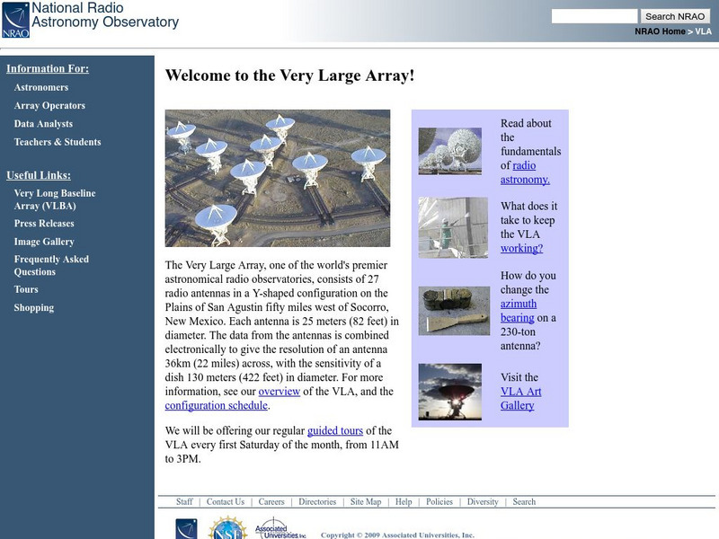 National Radio Astronomy Observatory: Very Large Array Website
