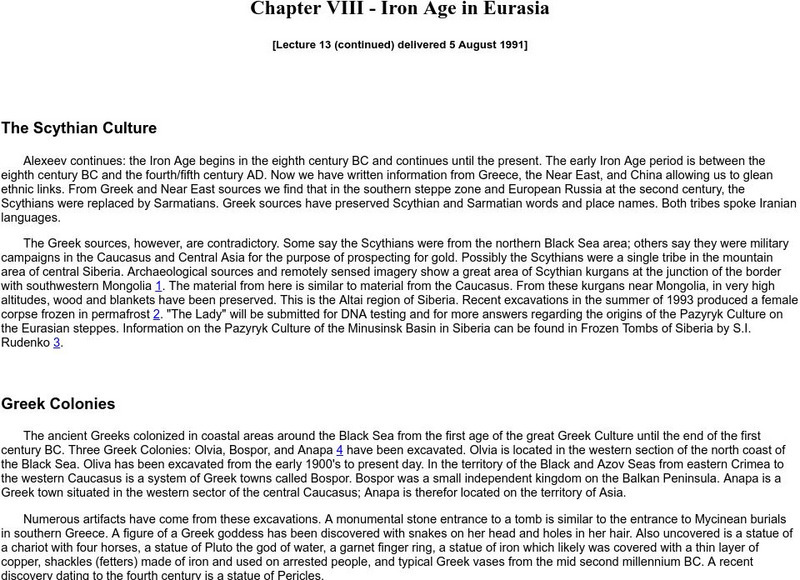 Iron Age in Eurasia: Greek Colonies Website Iron Age in Eurasia: Greek Colonies Website