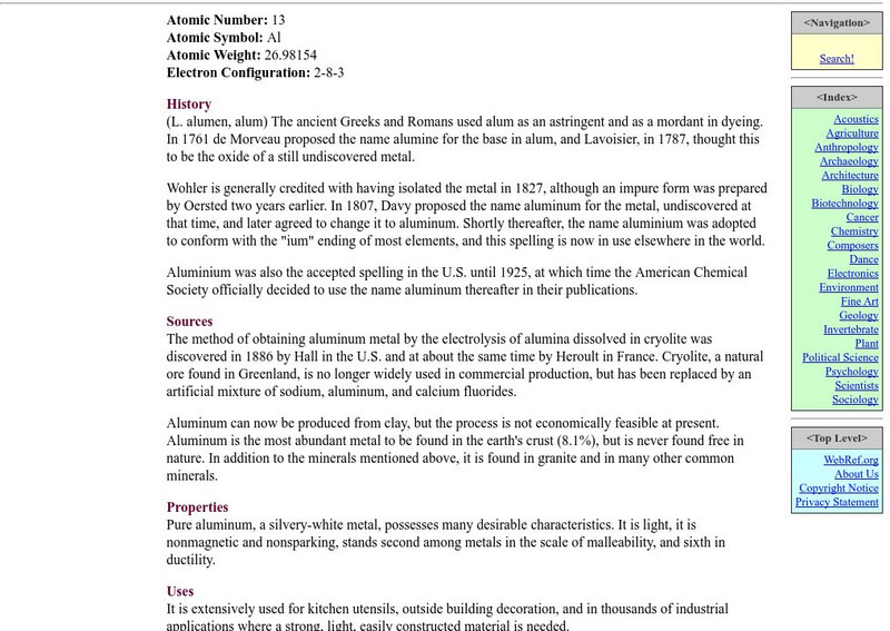 Web ref.org: Aluminum Handout Web ref.org: Aluminum Handout