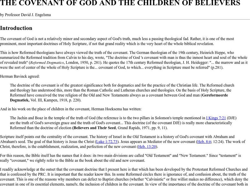 The Covenant of God and the Children of Believers Article