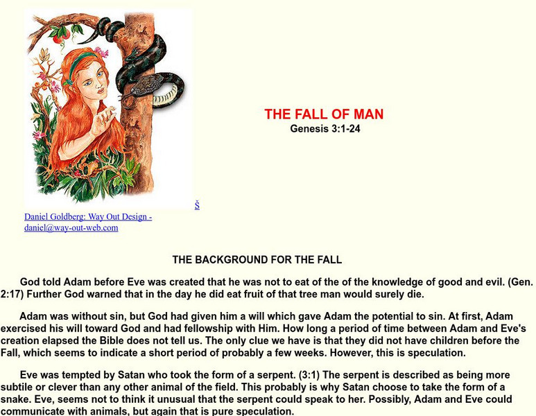 Genesis 3: 1 24: The Fall of Man Handout Genesis 3: 1 24: The Fall of Man Handout