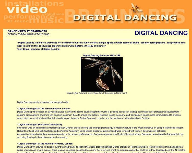 Braunarts: Digital Dancing Archives 1995 1998 Website