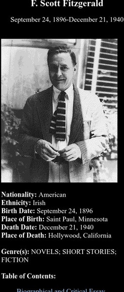 Brandeis University: F. Scott Fitzgerald Biography Website Brandeis University: F. Scott Fitzgerald Biography Website
