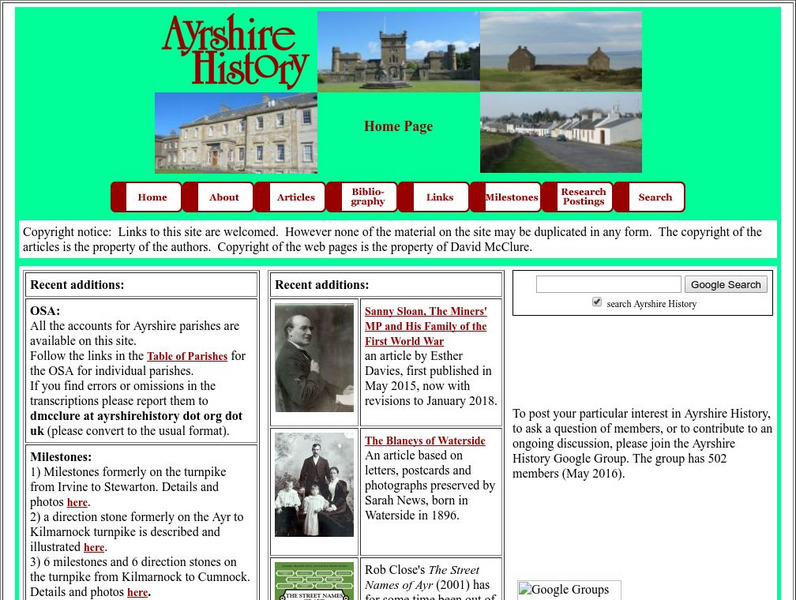 Ayrshire History Website Ayrshire History Website