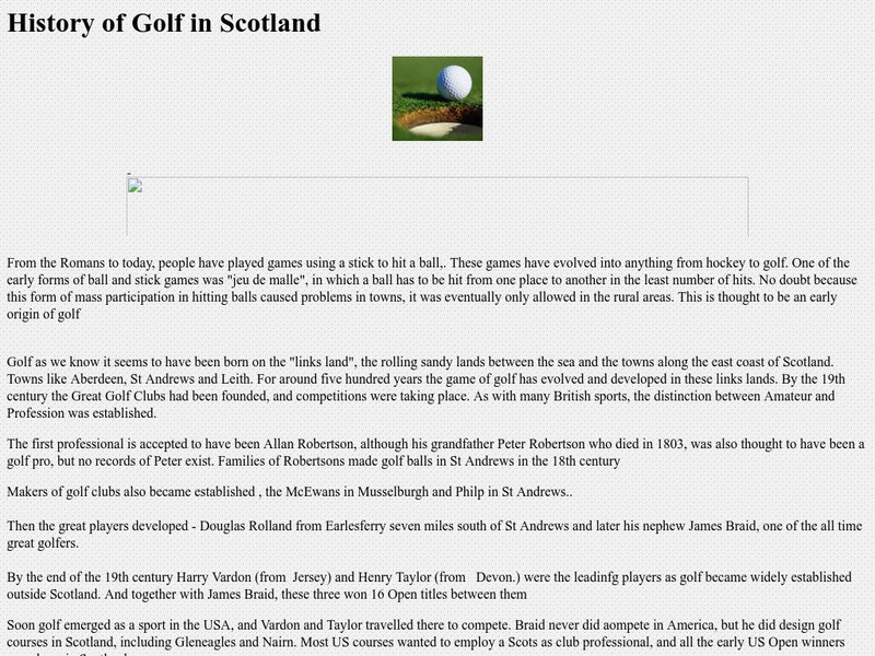 History of Golf Activity History of Golf Activity