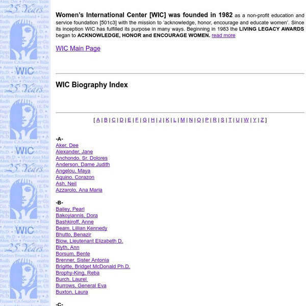 Wic Biography Index Activity Wic Biography Index Activity