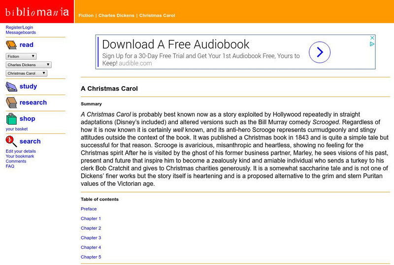 Bibliomania: A Christmas Carol (Full Text) Handout Bibliomania: A Christmas Carol (Full Text) Handout
