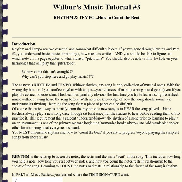 Wilbur's Music Tutorial #3: Rhythm and Tempo Activity Wilbur's Music Tutorial #3: Rhythm and Tempo Activity