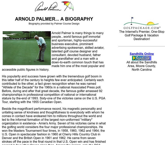 Arnold Palmer, a Biography Activity Arnold Palmer, a Biography Activity