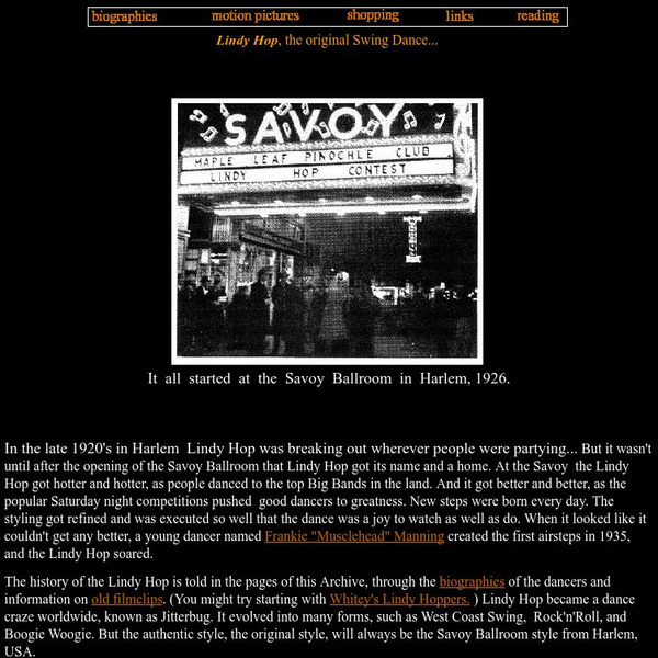 The Archives of Early Lindy Hop: The Beginning of the Lindy Hop Website