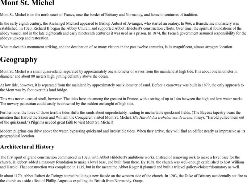 Mont St. Michel / Webfoot Article Mont St. Michel / Webfoot Article