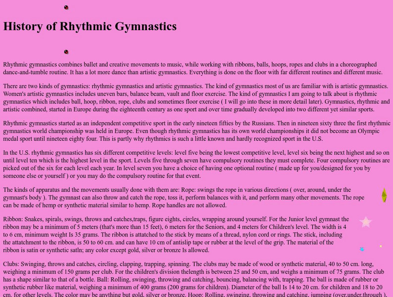 History of Rhythmic Gymnastics Activity