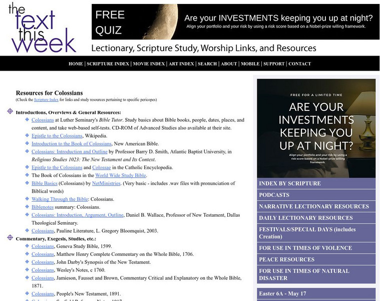 Colossians: Research Center Website