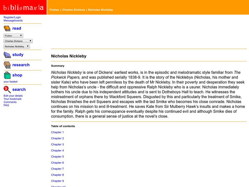 Bibliomania: Nicholas Nickleby (Full Text) eBook Bibliomania: Nicholas Nickleby (Full Text) eBook