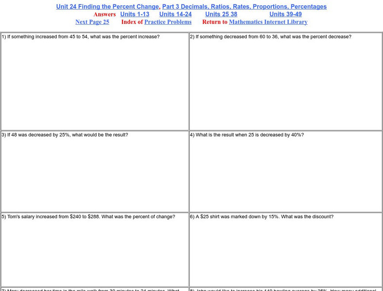 Ged Middle School Mathematics Practice Problems: Finding the Percent of Change Unknown Type Ged Middle School Mathematics Practice Problems: Finding the Percent of Change Unknown Type