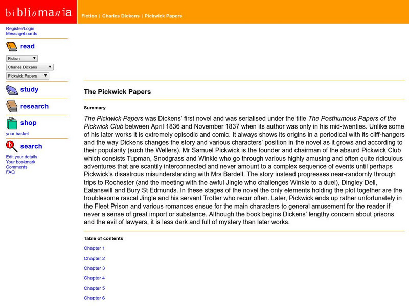 Bibliomania: The Pickwick Papers (Full Text) eBook Bibliomania: The Pickwick Papers (Full Text) eBook