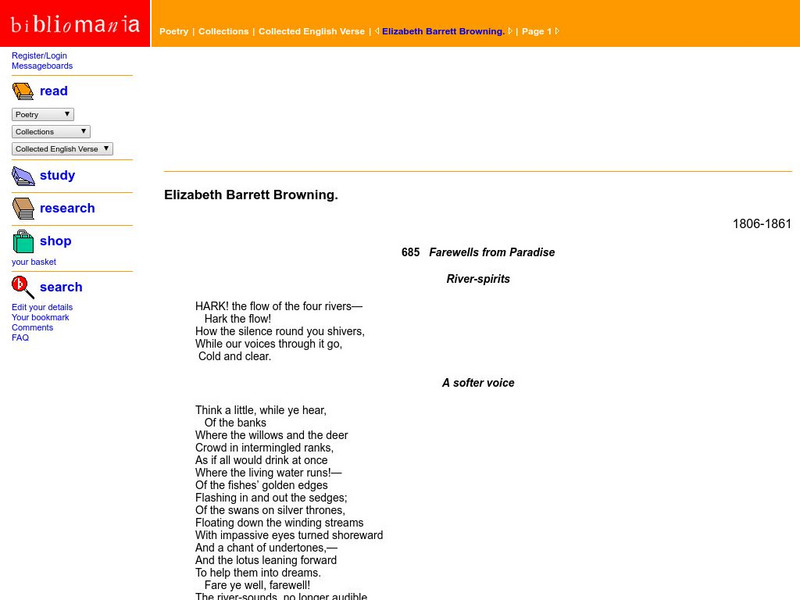 Bibliomania: Elizabeth Barrett Browning Poems Handout Bibliomania: Elizabeth Barrett Browning Poems Handout
